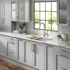 KRAUS Allyn Stainless Single Handle Kitchen Faucet with Diamond Cut