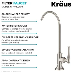KRAUS Allyn Transitional Bridge Kitchen Faucet & Water Filter Faucet in Spot Free Stainless Steel