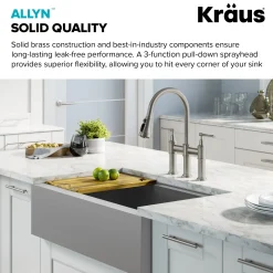 KRAUS Allyn Transitional Bridge Kitchen Faucet & Water Filter Faucet in Spot Free Stainless Steel