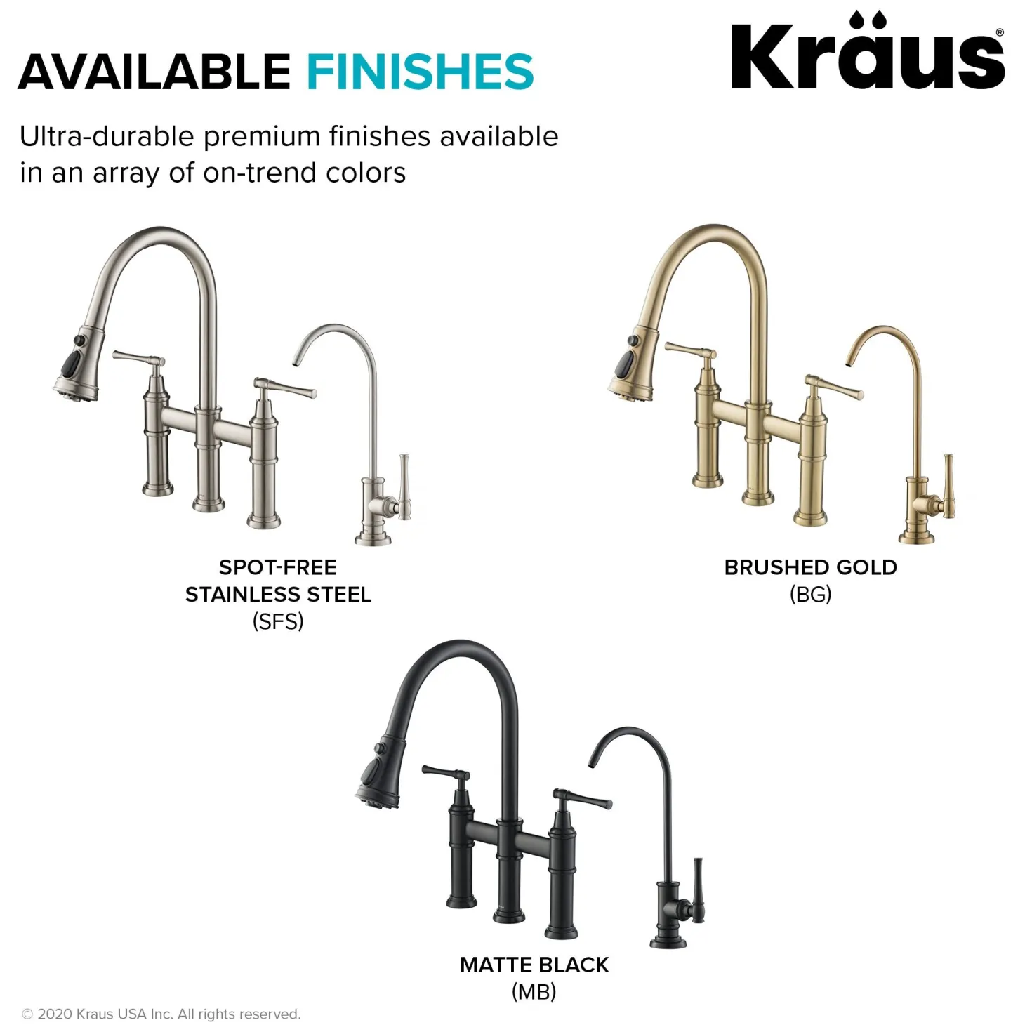 KRAUS Allyn Transitional Bridge Kitchen Faucet & Water Filter Faucet in Brushed Gold