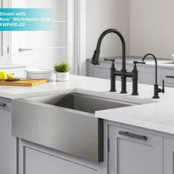 KRAUS Allyn Transitional Bridge Kitchen Faucet & Water Filter Faucet in Matte Black