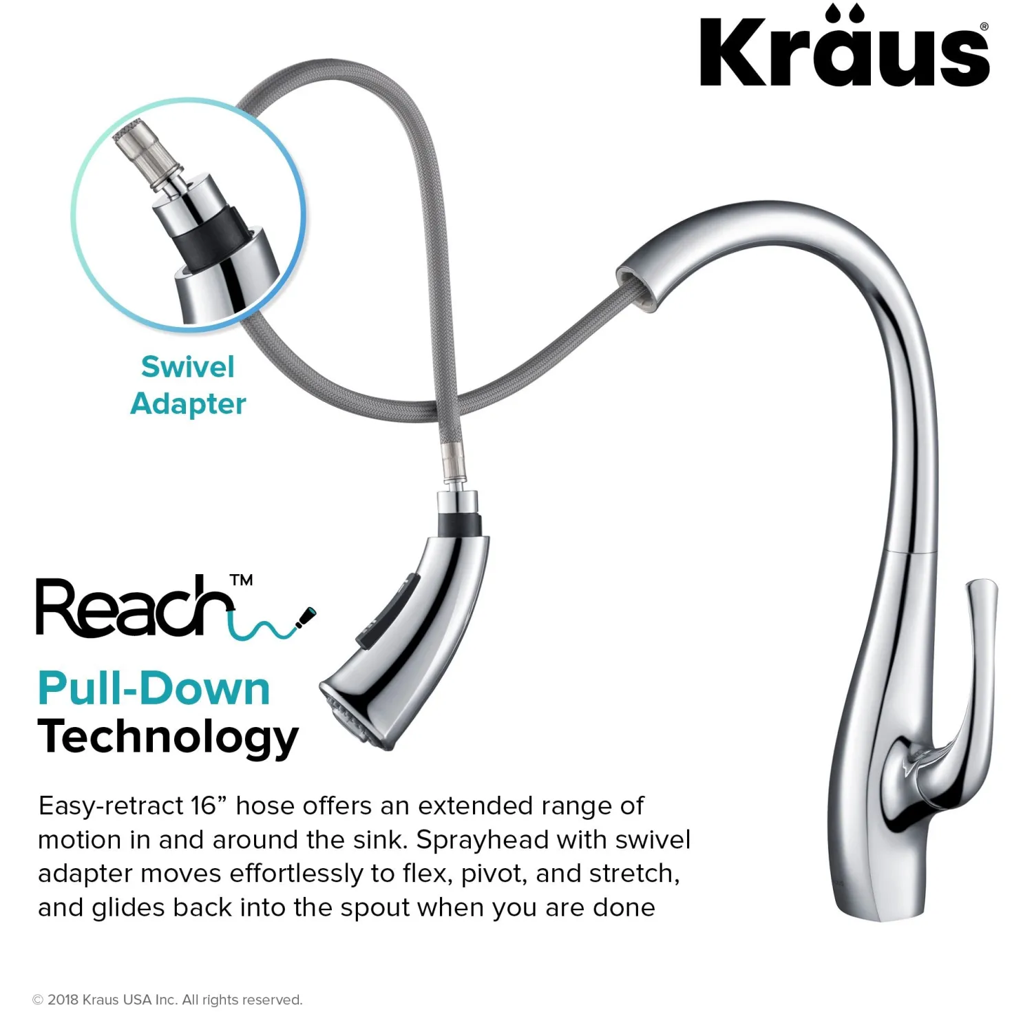 KRAUS Ansel Dual Function Pull-Down Kitchen Faucet in Chrome - Discontinued