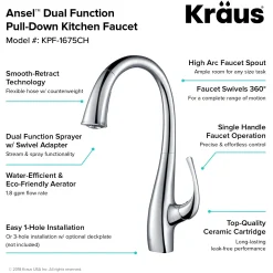 KRAUS Ansel Dual Function Pull-Down Kitchen Faucet in Chrome - Discontinued
