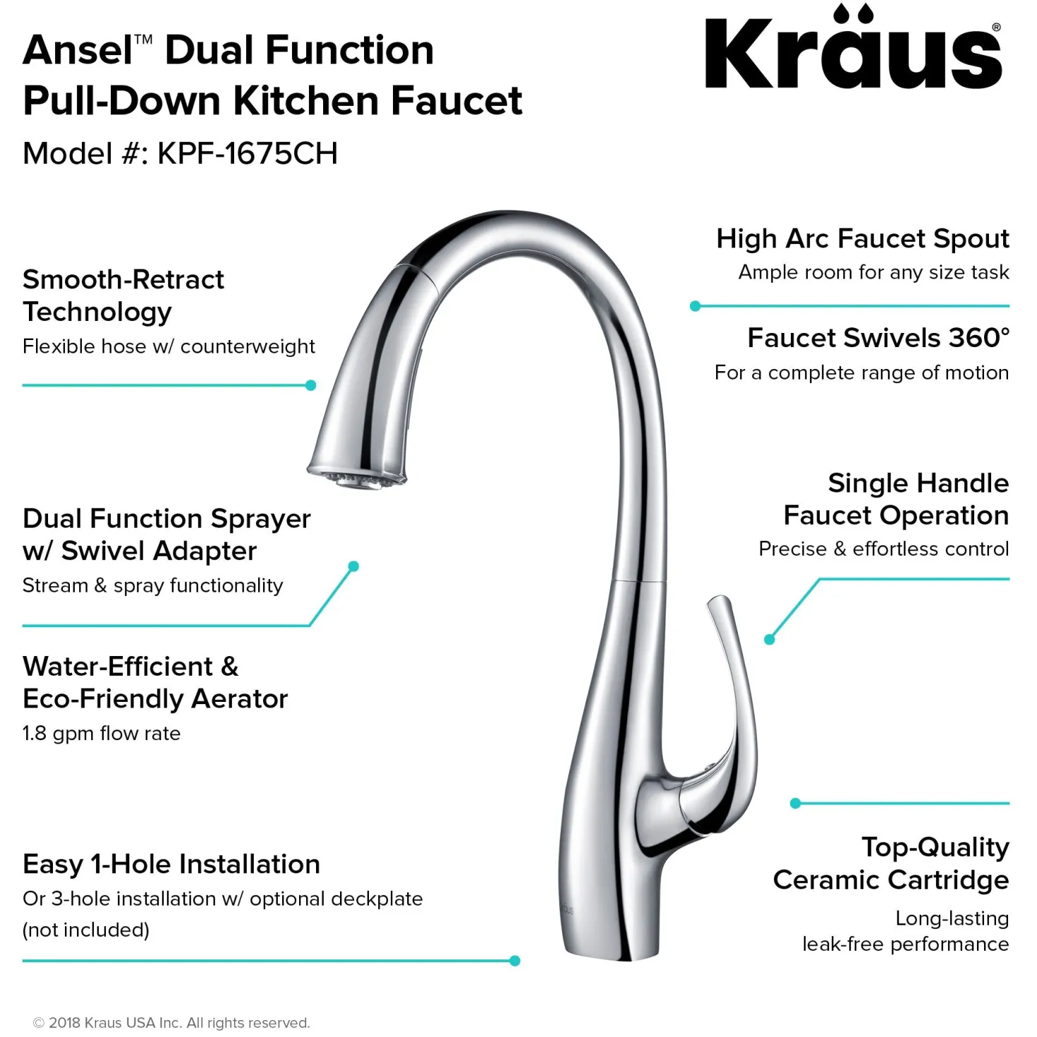 KRAUS Ansel Dual Function Pull-Down Kitchen Faucet in Chrome - Discontinued