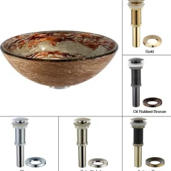 KRAUS Ares Glass Vessel Bathroom Sink with PU-MR