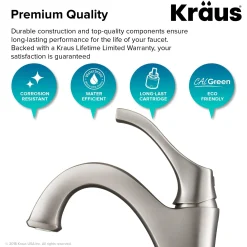 KRAUS Arlo Single Handle Basin Bathroom Faucet in Spot-Free all-Brite Brushed Nickel