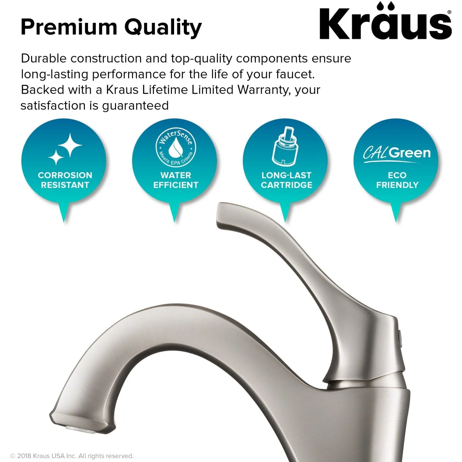 KRAUS Arlo Single Handle Basin Bathroom Faucet in Spot-Free all-Brite Brushed Nickel