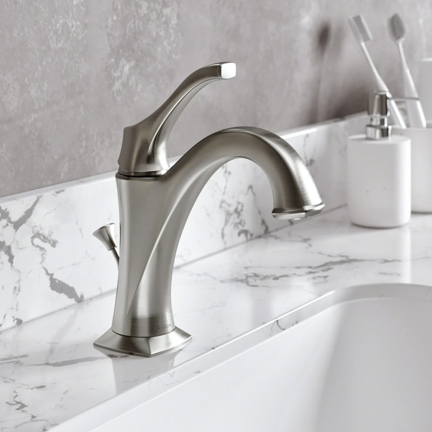 KRAUS Arlo Single Handle Basin Bathroom Faucet in Spot-Free all-Brite Brushed Nickel