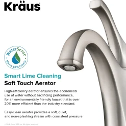 KRAUS Arlo Single Handle Basin Bathroom Faucet in Spot-Free all-Brite Brushed Nickel
