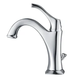 KRAUS Arlo Single Handle Bathroom Faucet with Lift Rod Drain and Deck Plate in Chrome