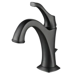 KRAUS Arlo Single Handle Bathroom Faucet with Lift Rod Drain and Deck Plate in Matte Black