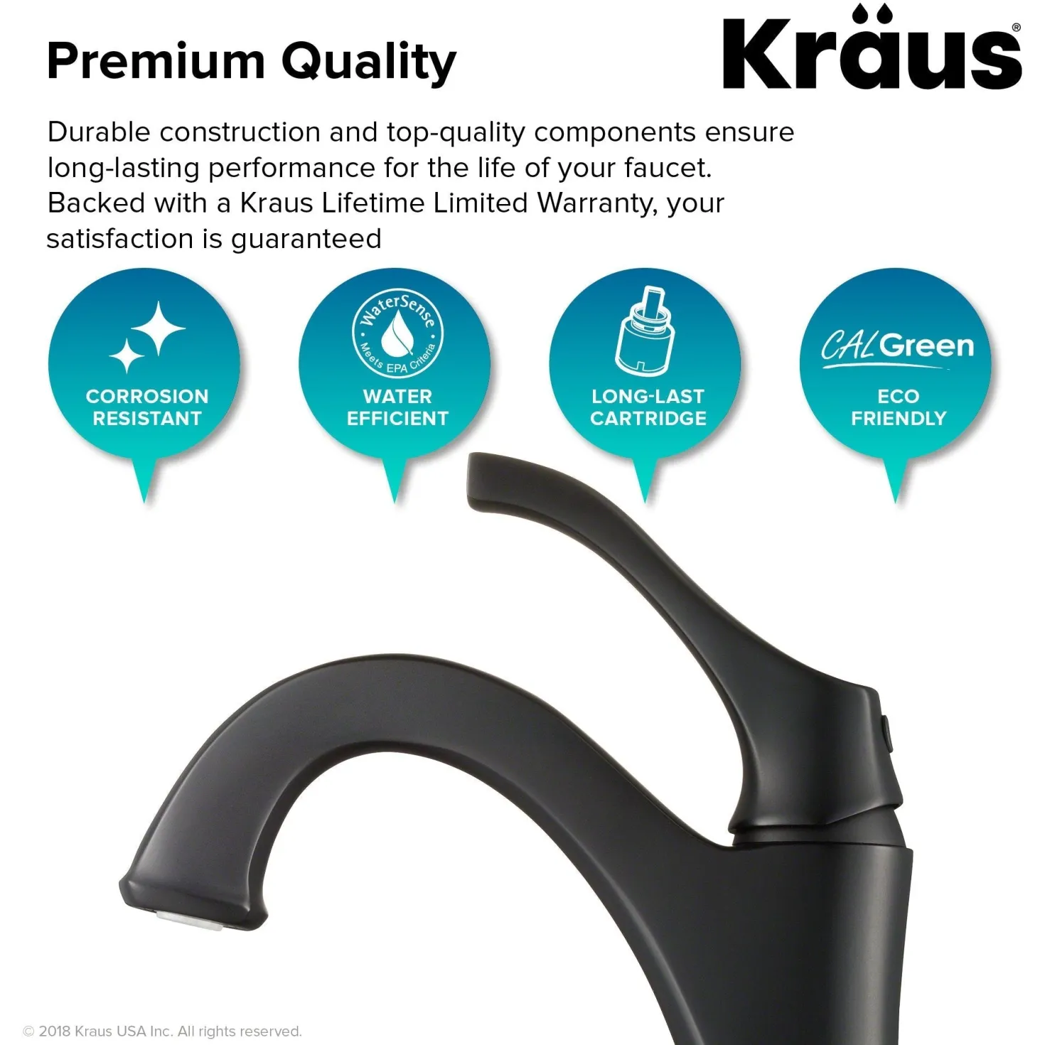 KRAUS Arlo Single Handle Bathroom Faucet with Lift Rod Drain and Deck Plate in Matte Black