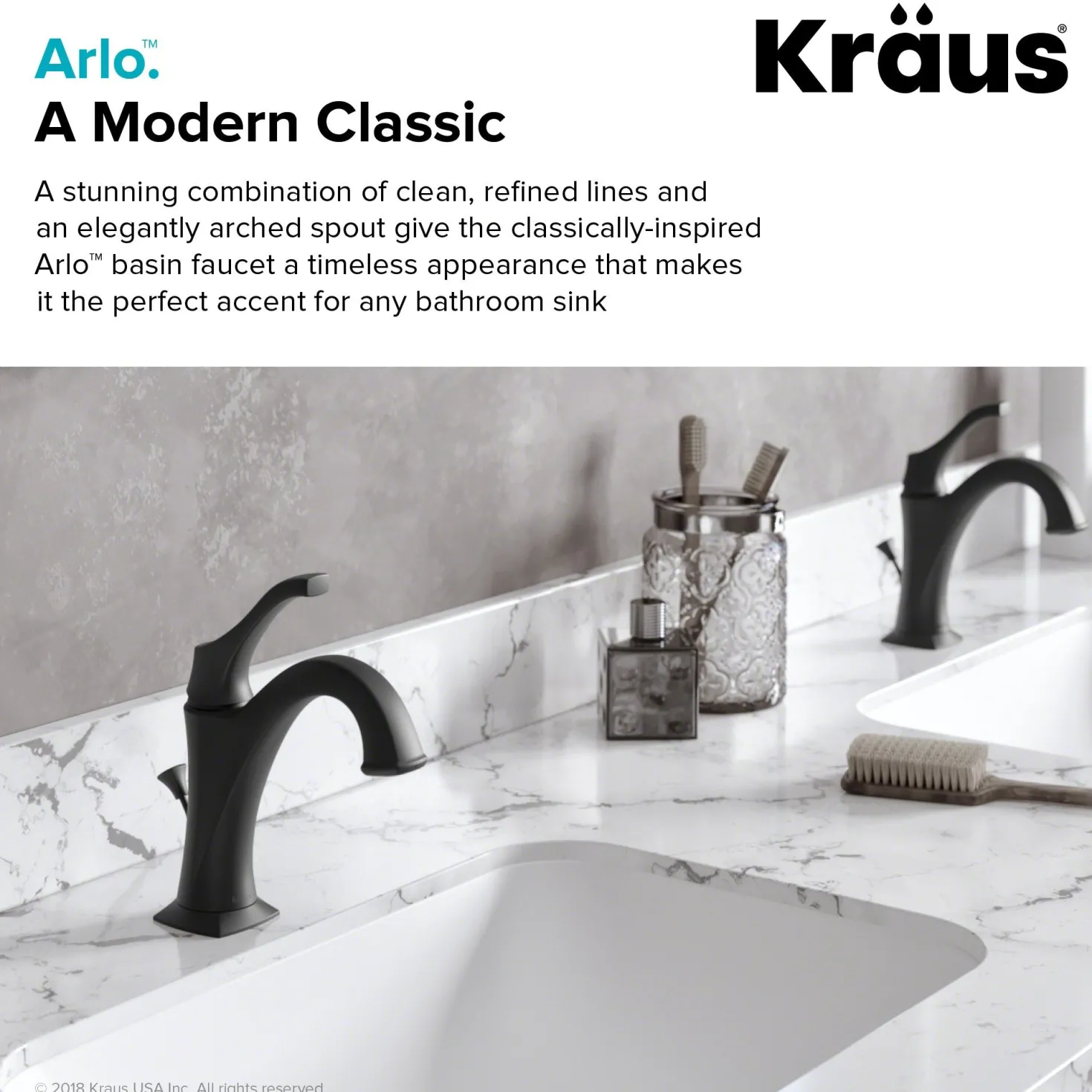 KRAUS Arlo Single Handle Bathroom Faucet with Lift Rod Drain and Deck Plate in Matte Black
