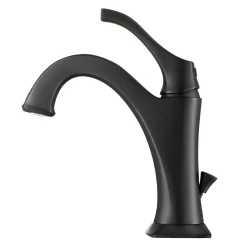 KRAUS Arlo Single Handle Bathroom Faucet with Lift Rod Drain and Deck Plate in Matte Black
