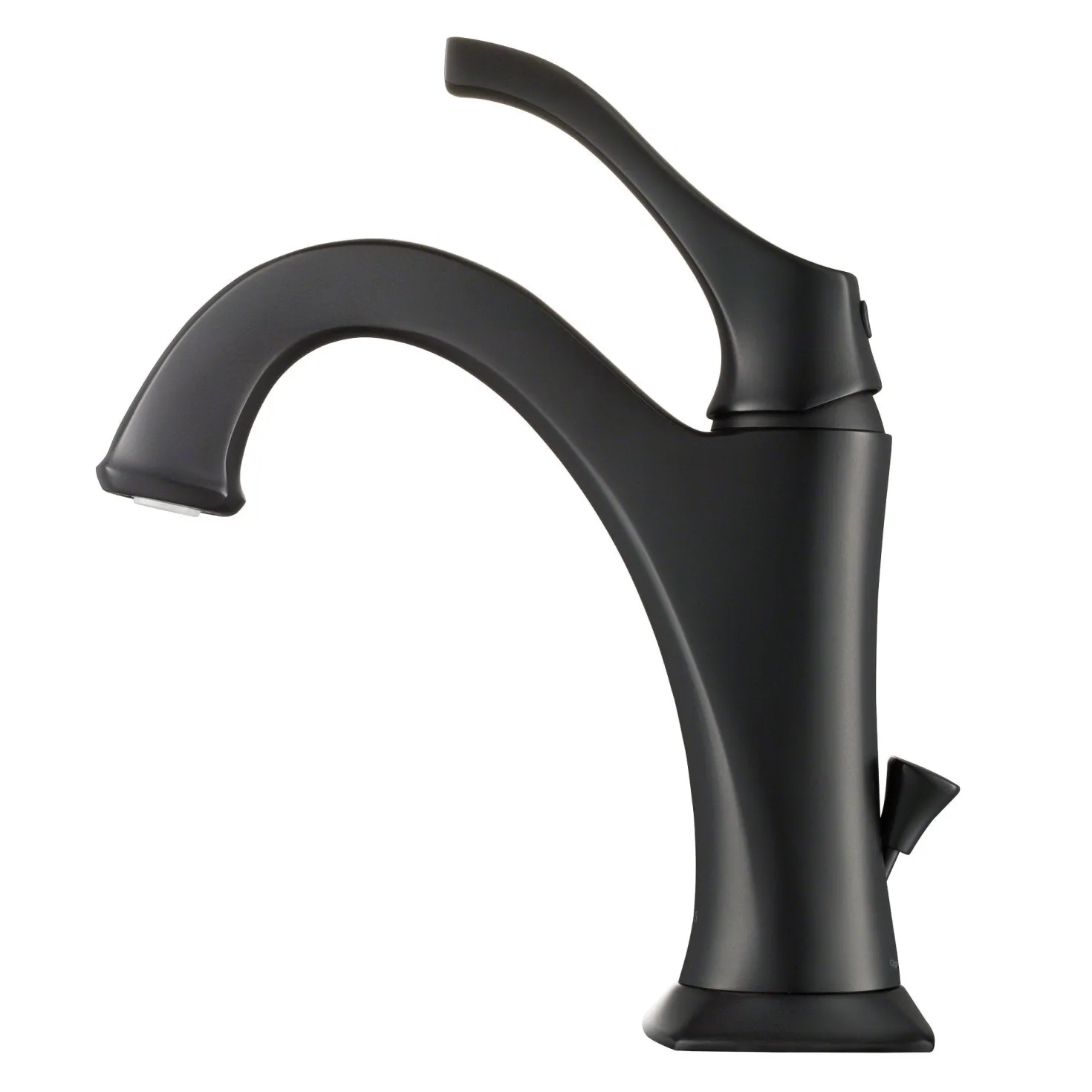 KRAUS Arlo Single Handle Bathroom Faucet with Lift Rod Drain and Deck Plate in Matte Black