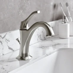 KRAUS Arlo Single Handle Bathroom Faucet with Lift Rod Drain and Deck Plate in Spot Free Stainless Steel