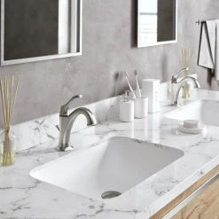 KRAUS Arlo Single Handle Bathroom Faucet with Lift Rod Drain and Deck Plate in Spot Free Stainless Steel