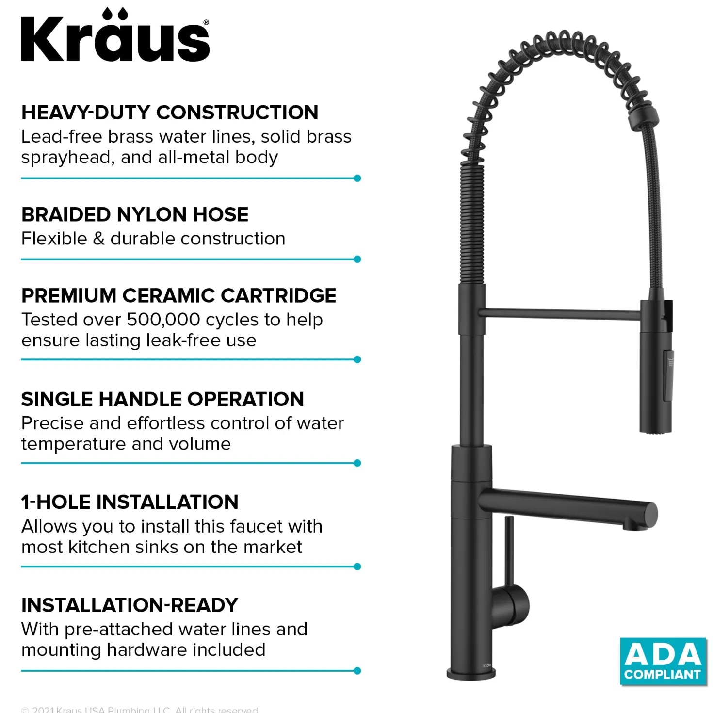 KRAUS Artec Pro Commercial Style Single Handle Kitchen Faucet with Pot Filler in Matte Black