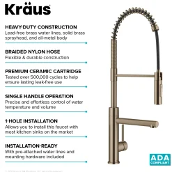 KRAUS Artec Pro Commercial Style Single Handle Kitchen Faucet with Pot Filler in Spot Free Antique Champagne Bronze
