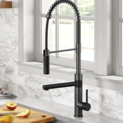 KRAUS Artec Pro Commercial Style Single Handle Kitchen Faucet with Pot Filler in Matte Black / Spot Free Black Stainless Steel