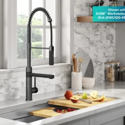 KRAUS Artec Pro Commercial Style Single Handle Kitchen Faucet with Pot Filler in Matte Black / Spot Free Black Stainless Steel