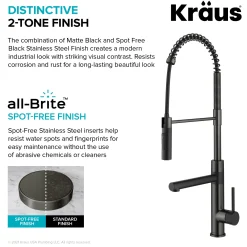 KRAUS Artec Pro Commercial Style Single Handle Kitchen Faucet with Pot Filler in Matte Black / Spot Free Black Stainless Steel
