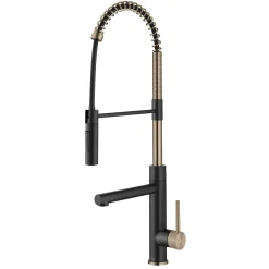 KRAUS Artec Pro Commercial Style  Single Handle Kitchen Faucet with Pot Filler in Spot Free Antique Champagne Bronze / Matte Black