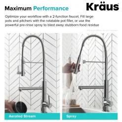 KRAUS Artec Pro 2-Function Commercial Style Pre-Rinse Kitchen Faucet in Brushed Gold
