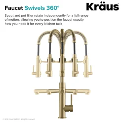 KRAUS Artec Pro 2-Function Commercial Style Pre-Rinse Kitchen Faucet in Brushed Gold