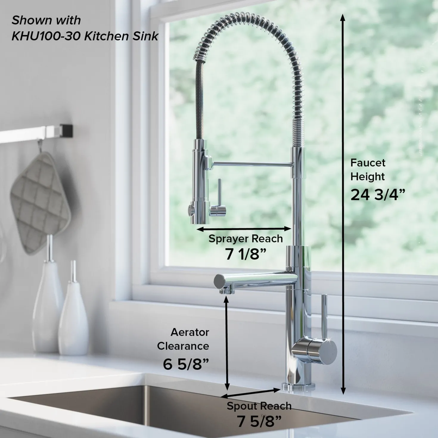 KRAUS Artec Pro 2-Function Commercial Style Pre-Rinse Kitchen Faucet in Black Stainless/Brushed Gold