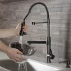 KRAUS Artec Pro 2-Function Commercial Style Pre-Rinse Kitchen Faucet in Matte Black/Black Stainless