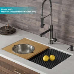 KRAUS Artec Pro 2-Function Commercial Style Pre-Rinse Kitchen Faucet in Matte Black/Black Stainless
