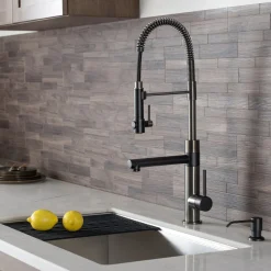 KRAUS Artec Pro 2-Function Commercial Style Pre-Rinse Kitchen Faucet in Matte Black/Black Stainless
