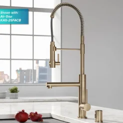 KRAUS Artec Pro 2-Function Commercial Style Pre-Rinse Kitchen Faucet in Spot Free Antique Champagne Bronze with Soap Dispenser
