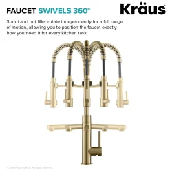 KRAUS Artec Pro 2-Function Commercial Style Pre-Rinse Kitchen Faucet in Spot Free Antique Champagne Bronze with Soap Dispenser