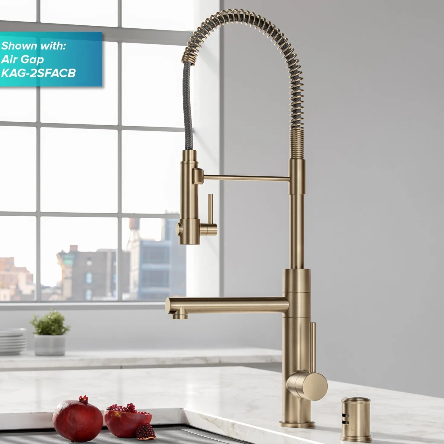 KRAUS Artec Pro 2-Function Commercial Style Pre-Rinse Kitchen Faucet in Spot Free Antique Champagne Bronze