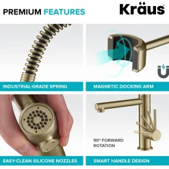 KRAUS Artec Pro 2-Function Commercial Style Pre-Rinse Kitchen Faucet in Spot Free Antique Champagne Bronze