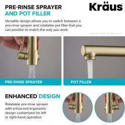 KRAUS Artec Pro 2-Function Commercial Style Pre-Rinse Kitchen Faucet in Spot Free Antique Champagne Bronze