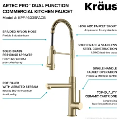 KRAUS Artec Pro 2-Function Commercial Style Pre-Rinse Kitchen Faucet in Spot Free Antique Champagne Bronze