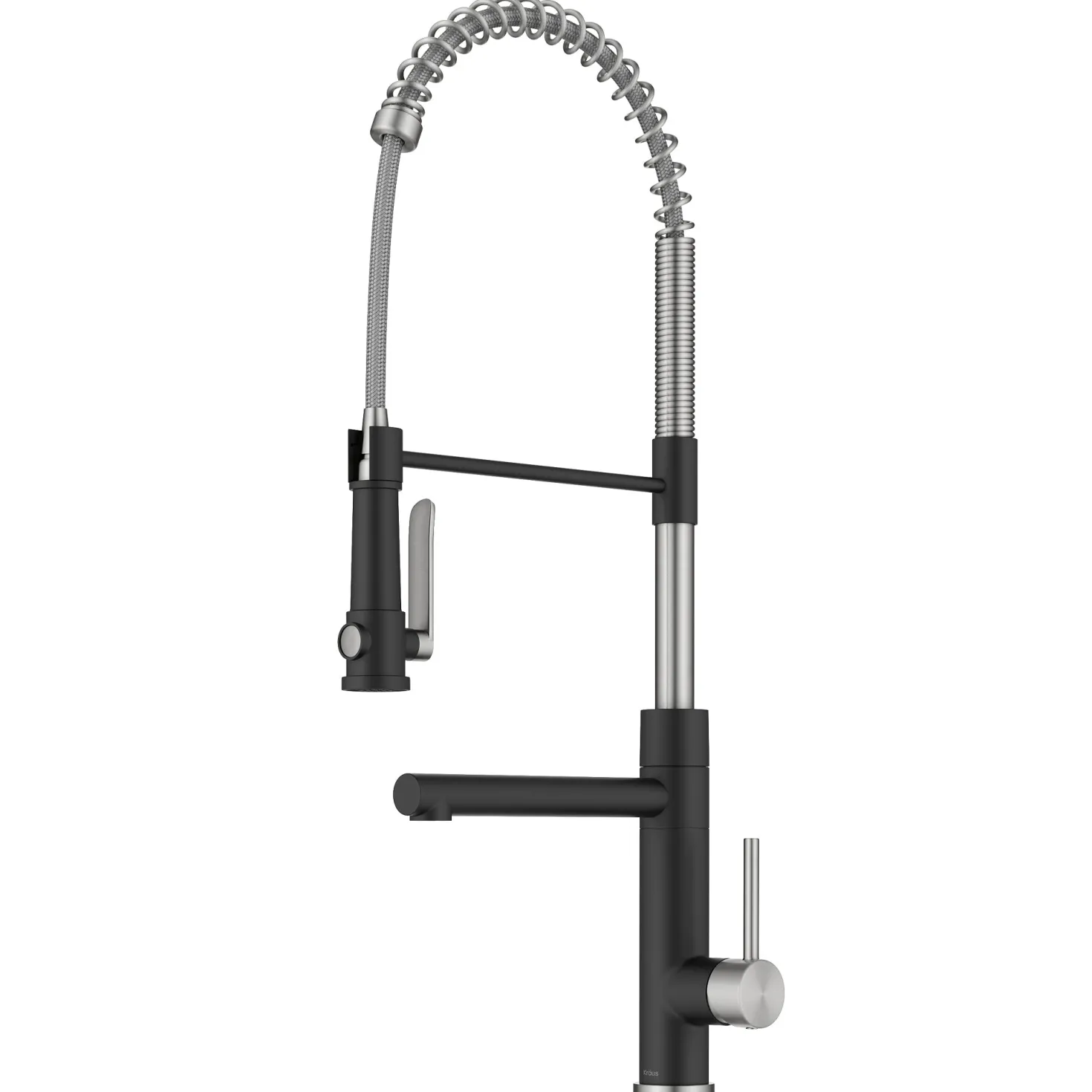 KRAUS Artec Pro 2-Function Single Handle Pull Down Kitchen Faucet in Spot-Free Stainless Steel & Matte Black