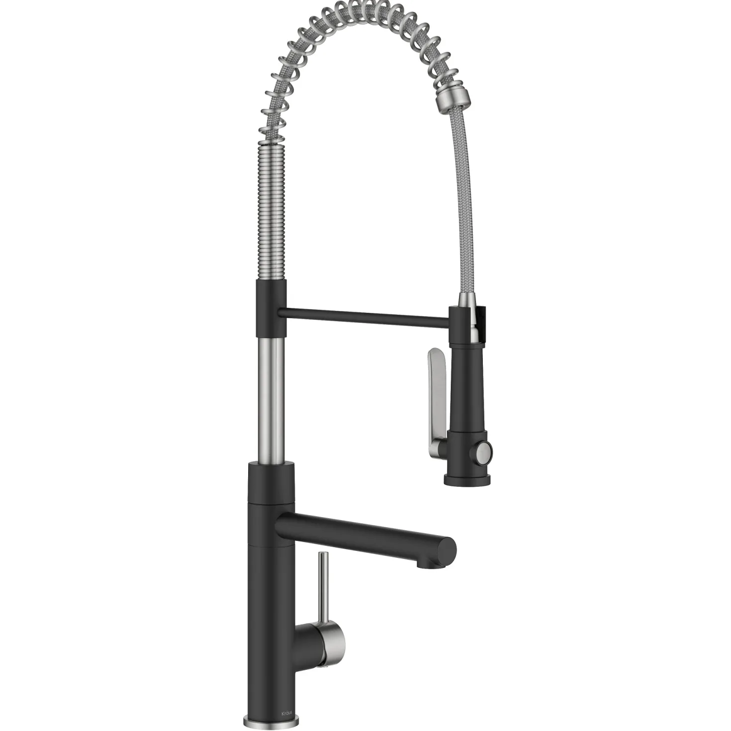 KRAUS Artec Pro 2-Function Single Handle Pull Down Kitchen Faucet in Spot-Free Stainless Steel & Matte Black