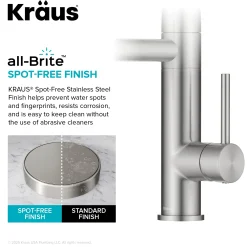 KRAUS Artec Pro 2-Function Single Handle Pull Down Kitchen Faucet in Spot-Free Stainless Steel