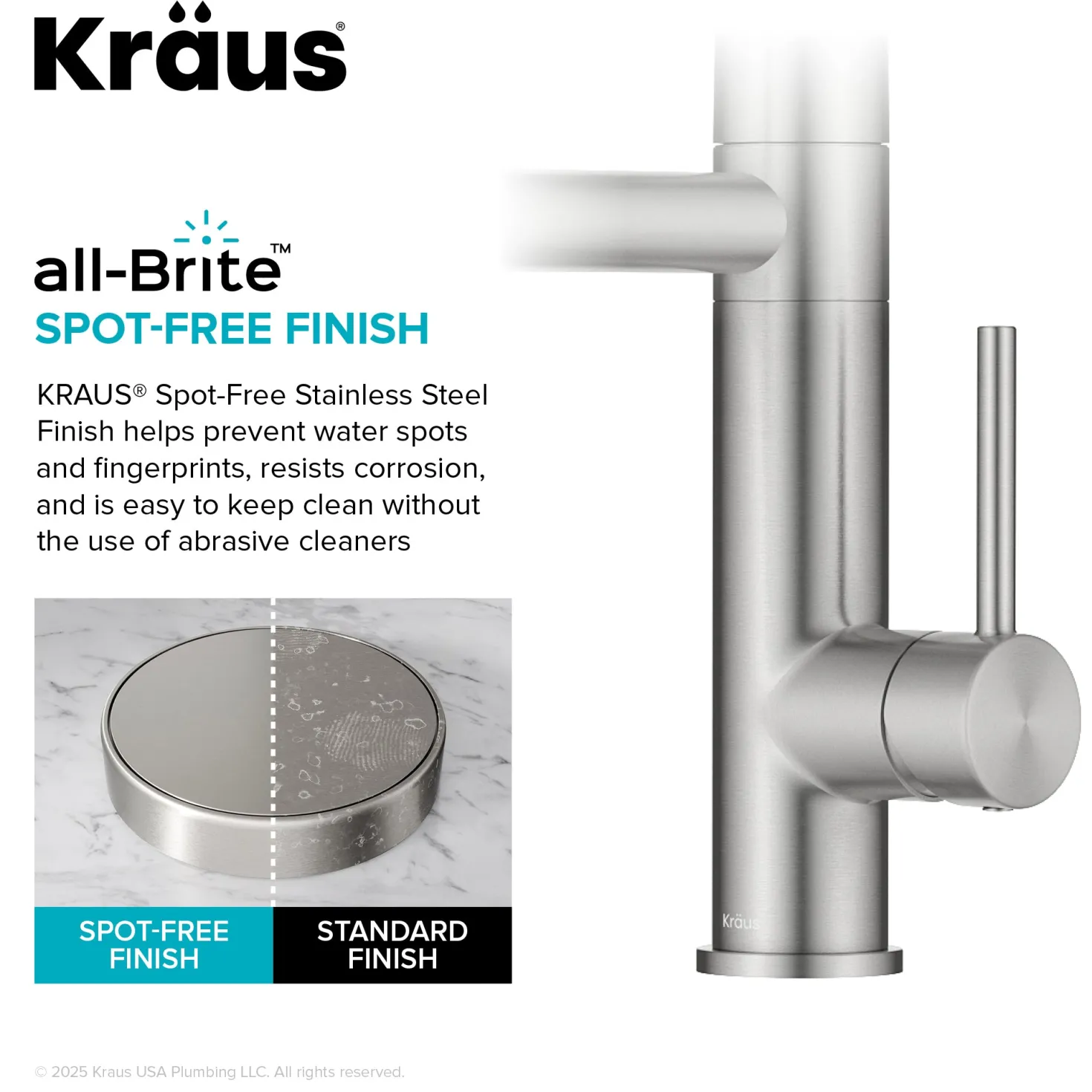 KRAUS Artec Pro 2-Function Single Handle Pull Down Kitchen Faucet in Spot-Free Stainless Steel