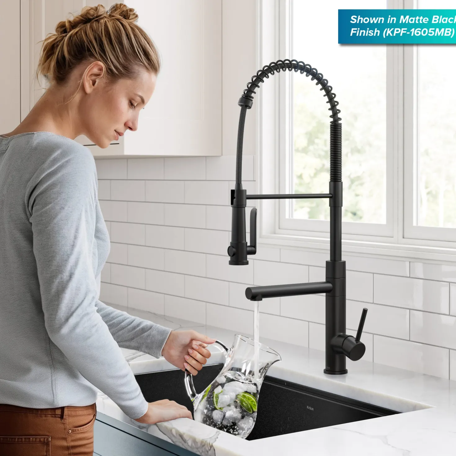 KRAUS Artec Pro 2-Function Single Handle Pull Down Kitchen Faucet in Spot-Free Stainless Steel