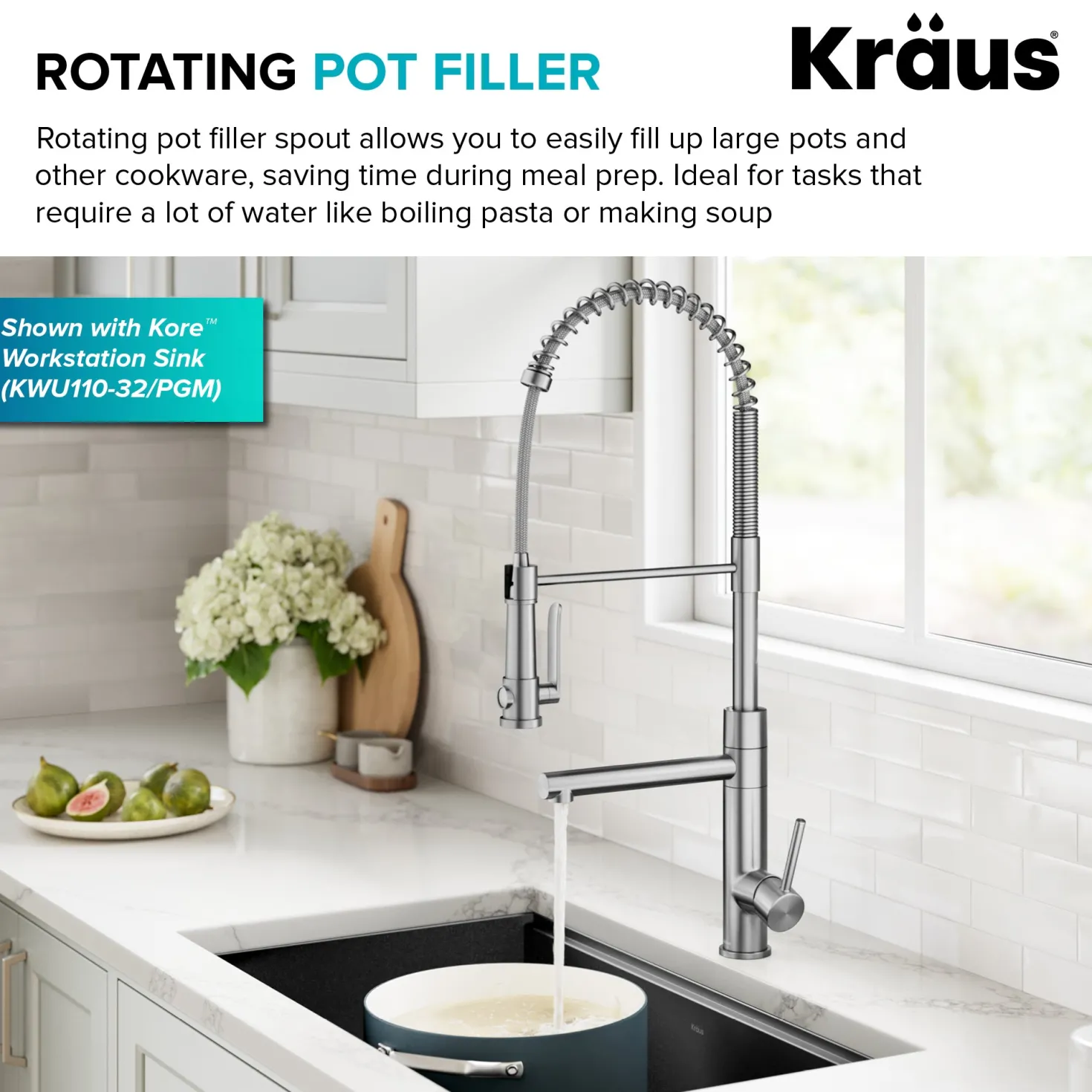 KRAUS Artec Pro 2-Function Single Handle Pull Down Kitchen Faucet in Spot-Free Stainless Steel