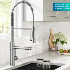 KRAUS Artec Pro 2-Function Single Handle Pull Down Kitchen Faucet in Spot-Free Stainless Steel