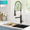 KRAUS Artec Pro 2-Function Single Handle Pull Down Kitchen Faucet in Brushed Brass & Matte Black