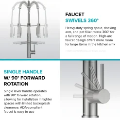 KRAUS Artec Pro 2-Function Single Handle Pull Down Kitchen Faucet in Brushed Brass & Matte Black