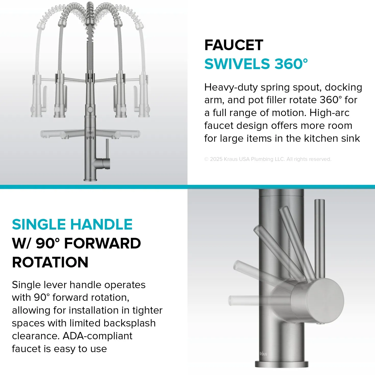 KRAUS Artec Pro 2-Function Single Handle Pull Down Kitchen Faucet in Brushed Brass