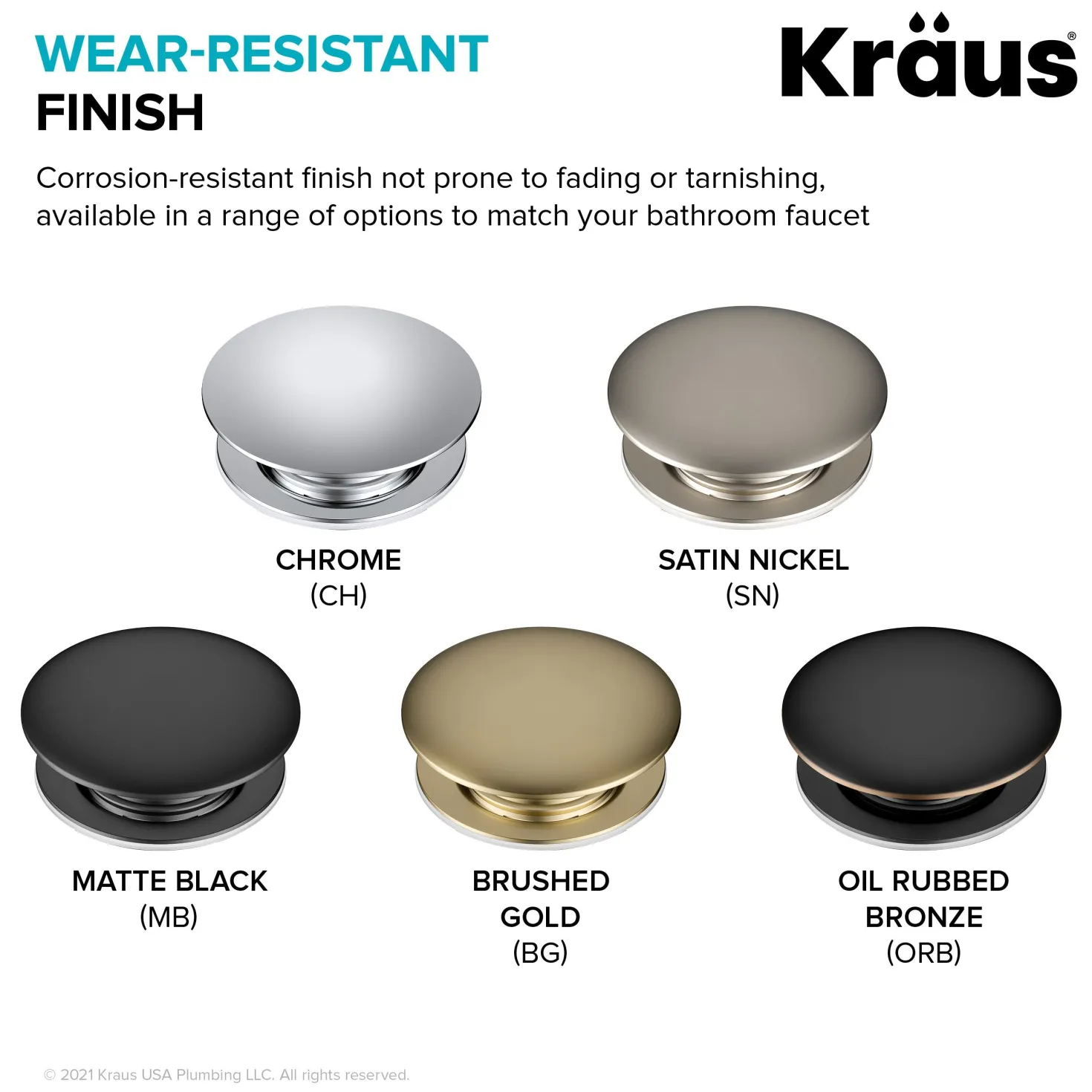 KRAUS Bathroom Sink Pop-Up Drain with Extended Thread